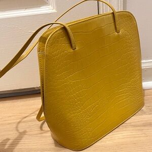 Vintage Yellow Croc-Embossed shoulder Bag